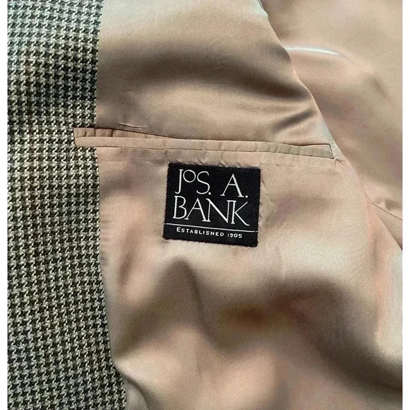 Jos A Bank Wool Silk Mens Houndstooth Blazer Size 42L - Picture 7 of 11